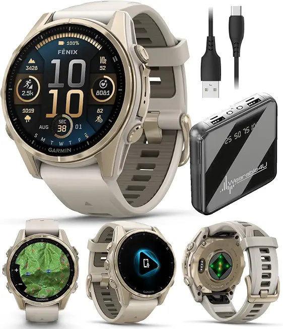 Garmin Fenix 8 – 43 mm Sapphire, AMOLED Multisport GPS Smartwatch, Soft Gold with Fog - B0DFHQCRSZ