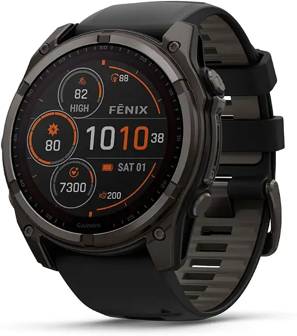Garmin fēnix® 8 Solar, Sapphire, 51mm, DLC Titanium, Black/Pebble Gray - B0DD5PNZ8J