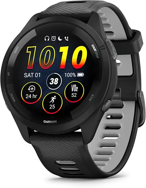 Garmin Forerunner 265 Running Smartwatch, Colorful AMOLED Display, Training Metrics and Recovery Insights, Black and - B0C278H4GB