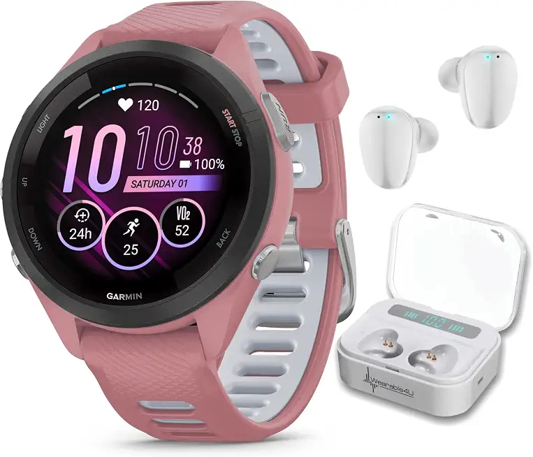 Garmin Forerunner 265S Music GPS Running 42 mm Smartwatch, Pink with AMOLED 1.1in Touchscreen Display - B0C3DGFTSJ