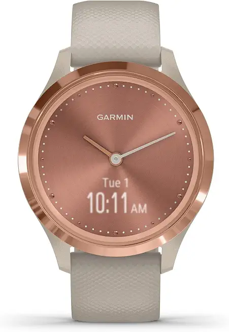Garmin Hybrid Smartwatch with Real Watch Hands and Hidden Color Touchscreen Displays, Rose Gold with - B07VZYRXQ3