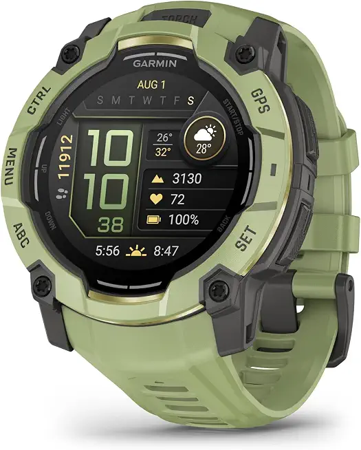 Garmin Instinct® 3 – 50 mm, AMOLED Display, Rugged Outdoor GPS Smartwatch, Built-in Flashlight, Alpine - B0GSW3VSXB