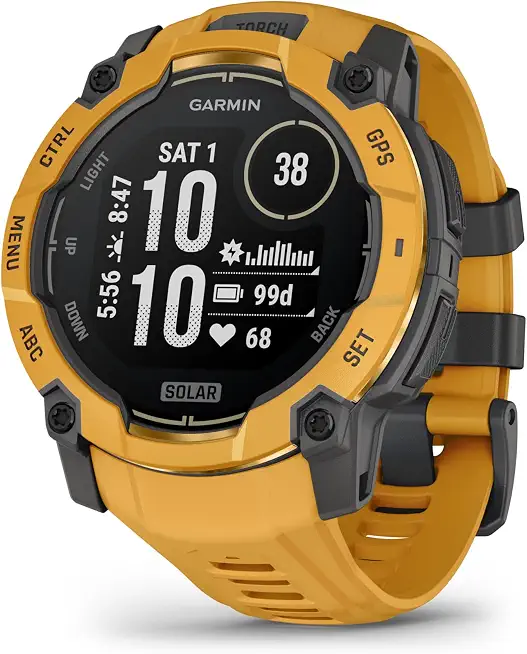 Garmin Instinct® 3 – 50 mm, Solar, Rugged Outdoor GPS Smartwatch, Built-in Flashlight, Alpine Rush - B0GSW1631D