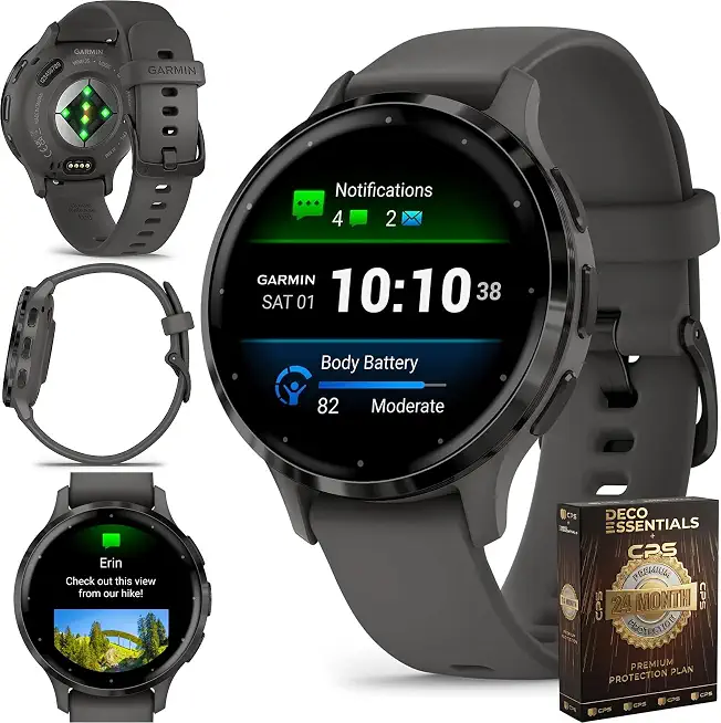Garmin Venu 3S (Refurbished) Slate Stainless Steel Bezel 1.2-Inch AMOLED Smartwatch with 41mm Pebble Gray - B0FN657JDZ