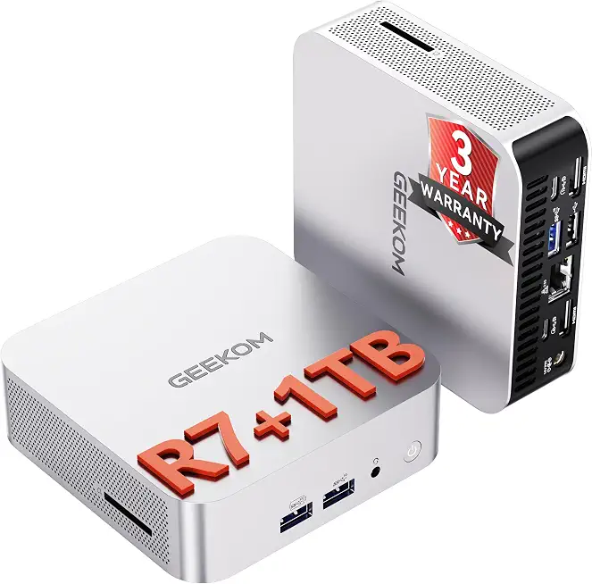 GEEKOM A8 Mini PC, Ryzen 7 8745HS, 16GB DDR5 Upgradeable RAM, 1TB SSD - B0F5VY7B9S