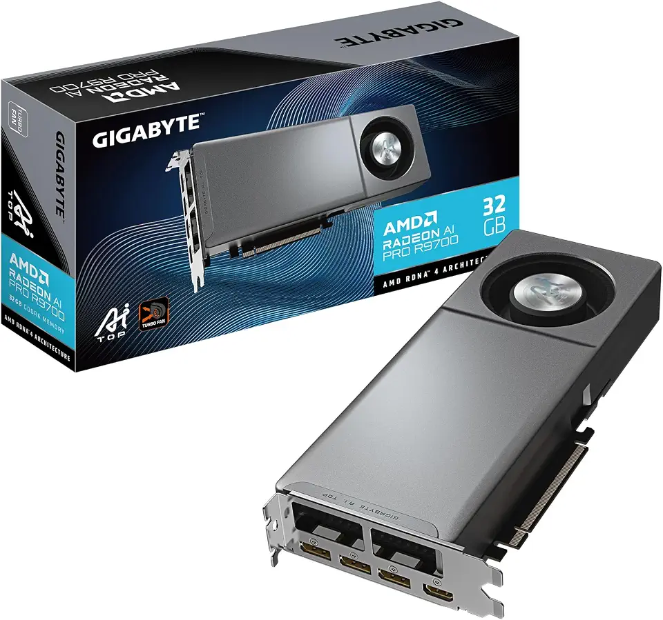 Gigabyte Radeon AI PRO R9700 AI TOP 32G Graphics Card - 32GB GDDR6, 256Bit, PCI-E - B0FJ8XPXTM