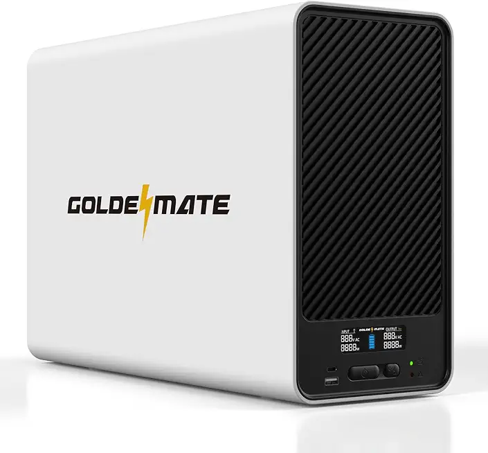 GOLDENMATE 2000VA/1600W Lithium UPS Battery Backup & Surge Protector, White - B0DZ2GS9MT