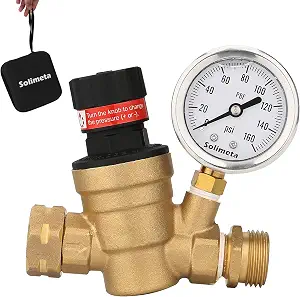 Handle Adjustable Lead-Free Brass RV Pressure Regulator, Pressure Reducer with Liquid Filled Pressure Gauge 160psi - B08F3G3RF3