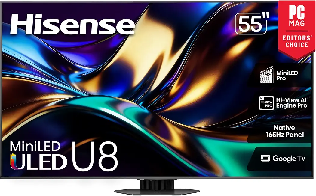 Hisense 55" U8 Series ULED Mini-LED 4K UHD Smart Google TV (55U8QG) - QLED, Native - B0F1DRNWP7