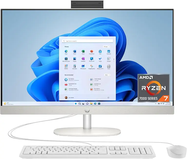 HP 27 inch All-in-One Desktop PC, FHD Display, AMD Ryzen 7 7730U, 32 GB RAM, - B0DF6SW1NL