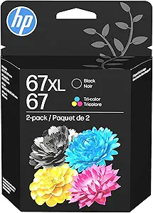 HP Original 67 Tri-Color / 67XL Black Ink Cartridges (2-Pack) | Works DeskJet 1255, 2700, - B08SWN848G