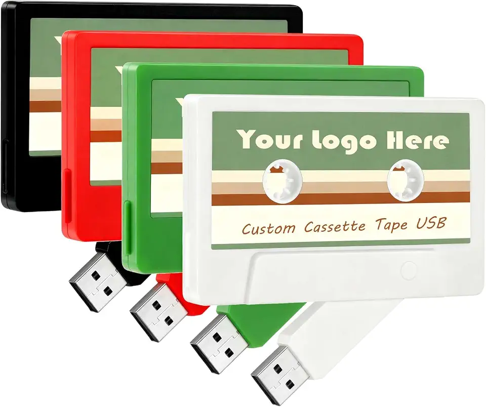 JBOS 1000 Pack Custom USB Flash Drive 32GB USB 3.0 Cassette Tape Retro Personalized Thumb - B0FHWLFJY9