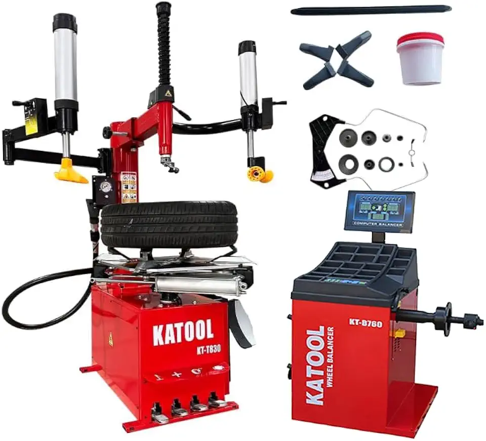 KATOOL 2.0HP Tire Machine Combo Double Assit Tire Changer Machine with Wheel Balancer Machine (830+760) - B0F473KBJM