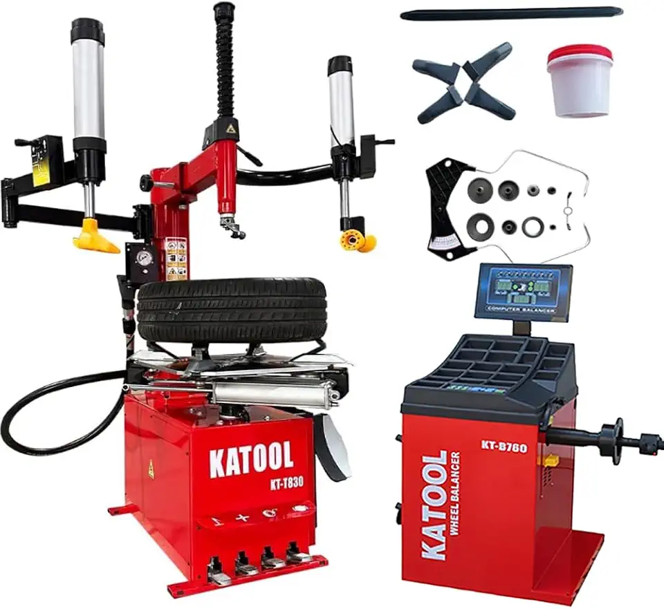KATOOL KT-T830 Tire Changer 2.0HP Bead Blaster and KT-B760 Wheel Balancer Combo Machine with Automatic - B0D2X465WS