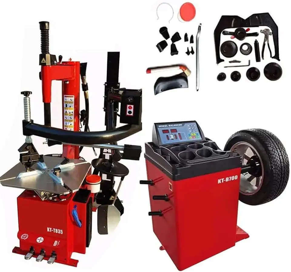 KATOOL KT-T835 Tire Changer Machine 2.0HP Bead Blaster and KT-B700 Wheel Balancer Machine Tire Repair - B0D8J3LY9V