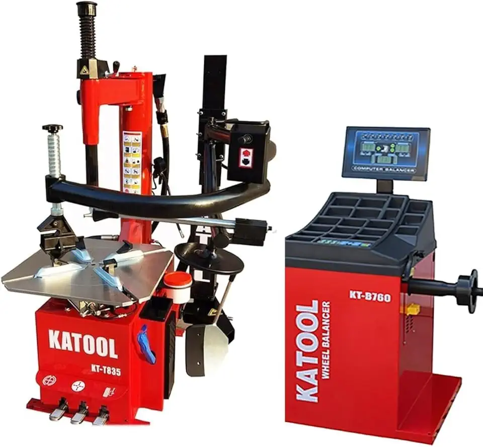 KATOOL KT-T835 Tire Changer with 28" Turn Table 2.0HP Bead Blaster KT-B760 Wheel Balancer with - B0D2MNK13H