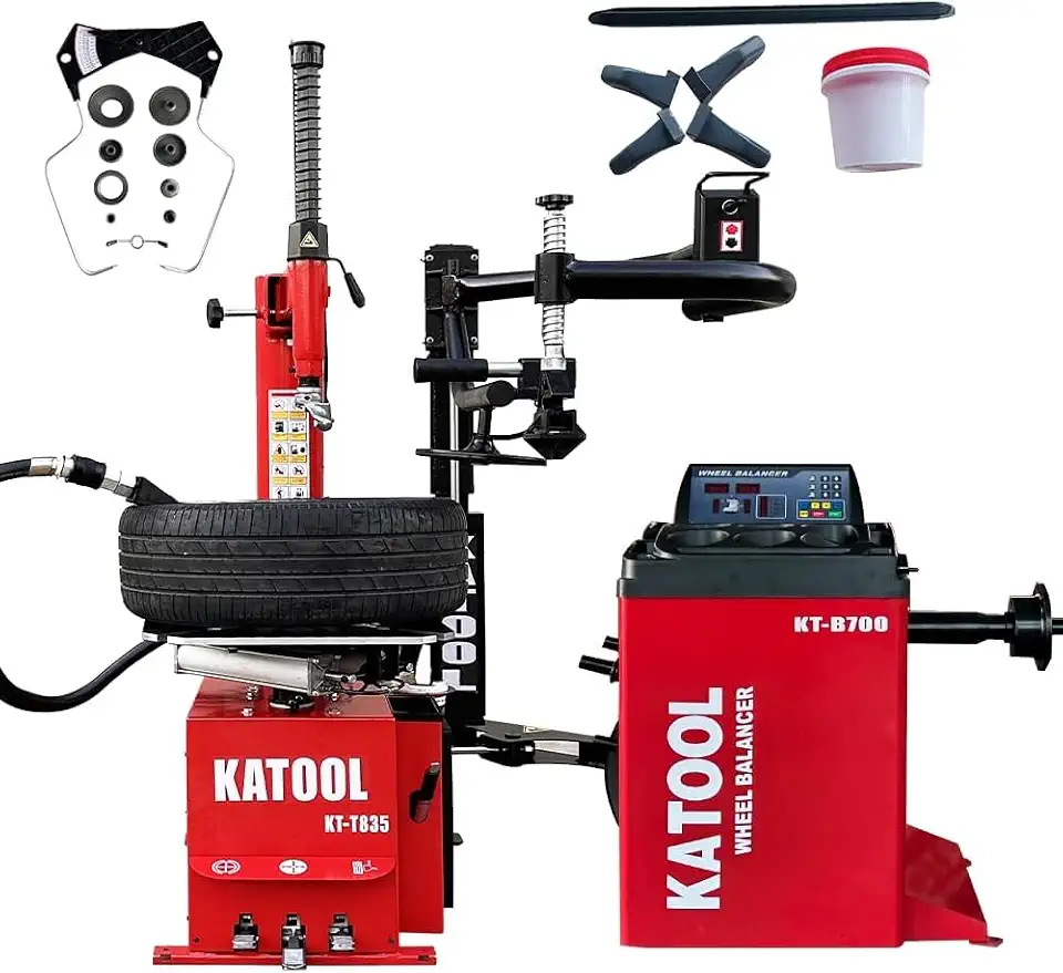 KATOOL Tire Machine and Balancer Combo 28" Big Truntable Outside Clamp: 13"-24" Inside Clamp: 14"-26.5" - B0FJLWY536