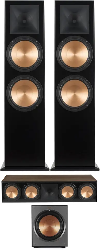 Klipsch RF-7 III Walnut Wood Furniture Made Floorstanding Speaker Pair with a RC-64 III Walnut - B0CTKYSSQR