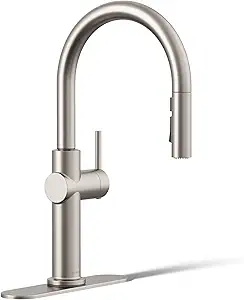 KOHLER 22972-VS Crue Pull Down Kitchen Pull-Down Sprayer with Multi Function Spray Head, Vibrant Stainless - B07YKY511Q