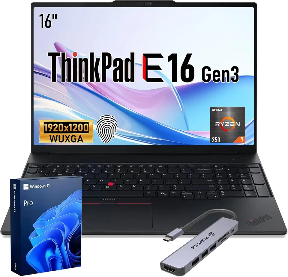 Lenovo ThinkPad E16 Gen 3 AMD Ryzen 7 250 64GB + 1TB Business Laptop - B0HL9QHM5C