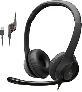 Logitech H390 Wired Headset PC/Laptop Stereo Headphones, USB-A, Black - B000UXZQ42