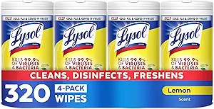 Lysol Disinfecting Wipes, Multi-Surface Cleaner, Lemon, 80 ct. (4 Pack) - B00Q70RCW6