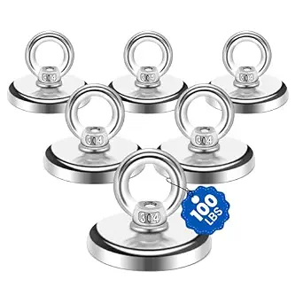 MIKEDE Strong Neodymium Fishing Magnets 6 Pack 100 lbs(45KG) Pulling Force - B07R3XGY9J
