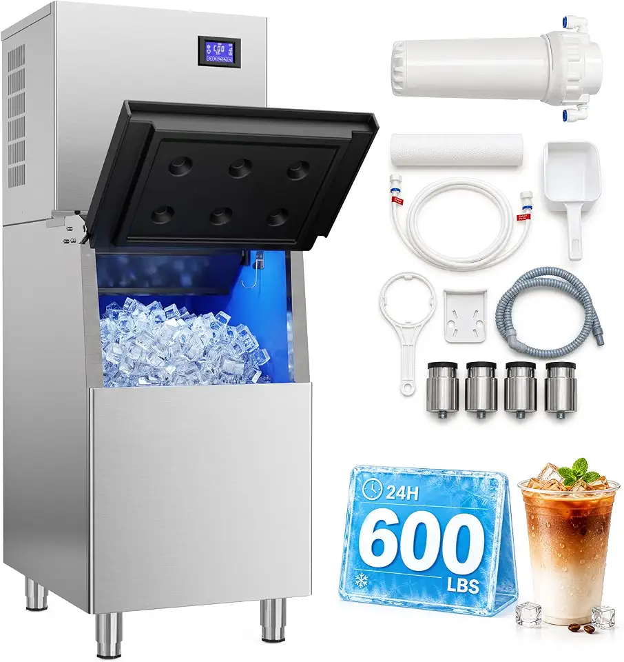 Mojgar 600LBS/24H Commercial Ice Maker Machine with 400LBS Storage Bin - B0HJ58PNTH