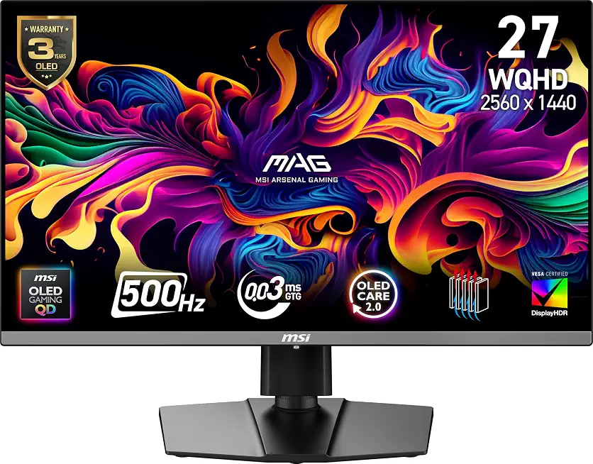 msi, MAG 272QP QD-OLED X50, 27-Inch, WQHD, 2560x1440, Gaming Monitor, Quantum Dot OLED Panel, 500Hz, - B0FKVWSLS6