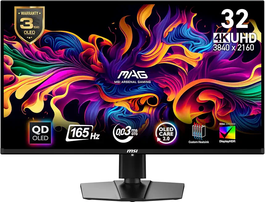 msi MAG 321UP QD-OLED 32-inch QD-OLED 3840 x 2160 (UHD) Computer Monitor, 165Hz, AMD FreeSync - B0D9HY3JH2