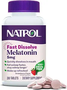 Natrol Melatonin 5 mg Fast Dissolve Tablets, Strawberry, 200 Count - B07S38C5WW