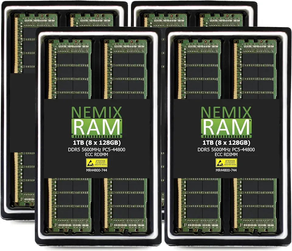 NEMIX RAM 1TB (8X128GB) DDR5 5600MHZ PC5-44800 4Rx4 1.1V CL46 288-PIN ECC RDIMM Registered Server - B0D1HK74ZM