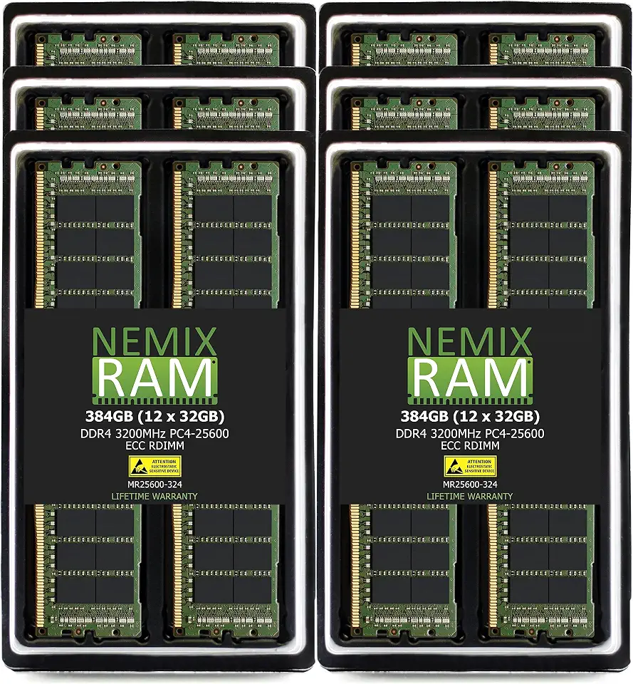 NEMIX RAM 384GB (12X32GB) DDR4 3200MHz PC4-25600 2Rx4 1.2V CL22 288-PIN ECC RDIMM Registered Server - B0CB6W138L