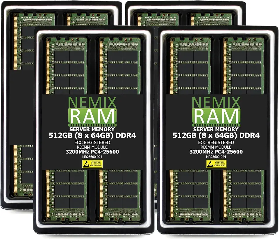 NEMIX RAM 512GB (8X64GB) DDR4 3200MHZ PC4-25600 2Rx4 1.2V CL22 288-PIN ECC RDIMM Registered Server - B082DNZRYC