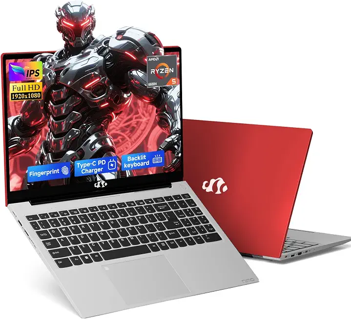 NIMO 15.6" IPS FHD-Light Gaming-Laptop,AMD Ryzen 5 6600H 16GB DDR5 RAM 256GB SSD (Beat i5-1335U, - B0GMWZZVB6