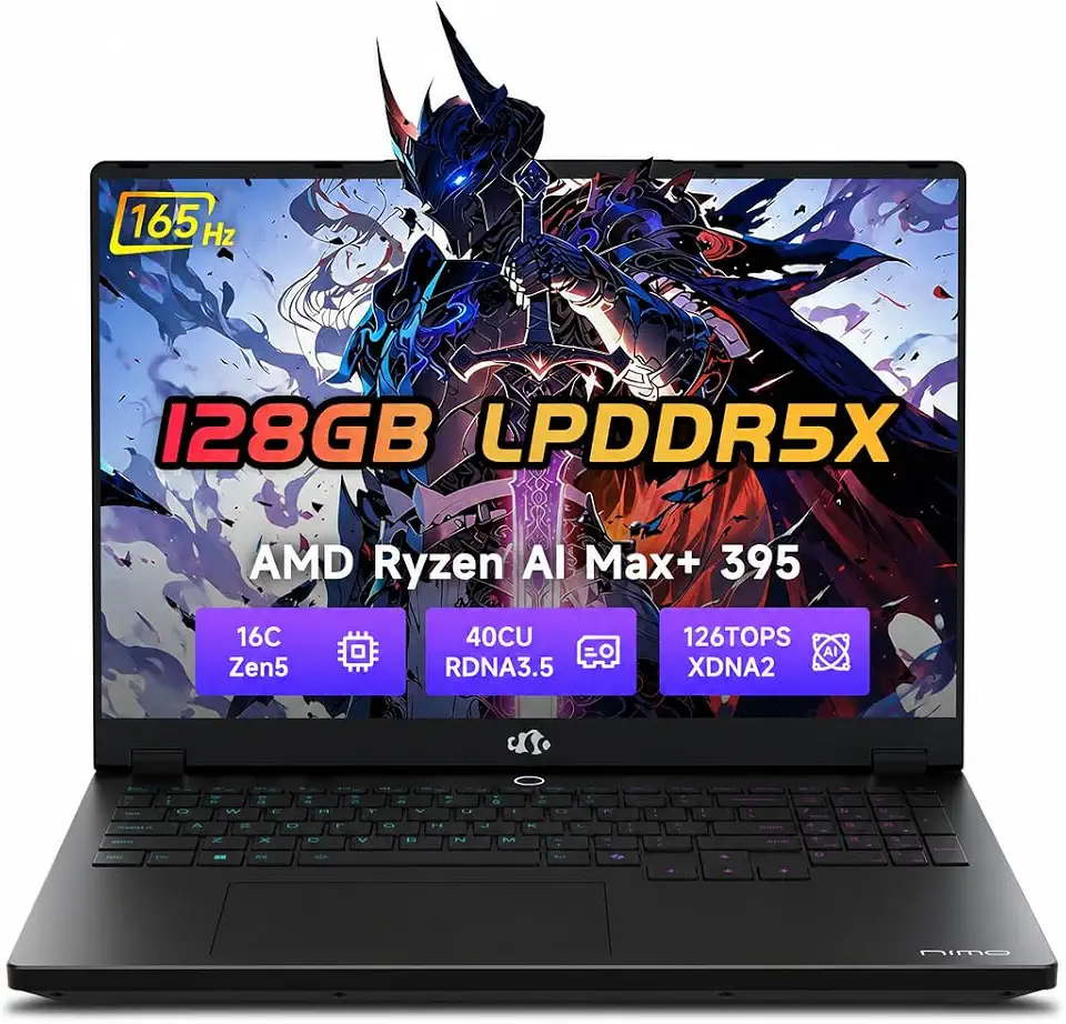 NIMO 16" Linux AI Laptop, AMD Ryzen Max+ 395 128GB LPDDR5x 8TB SSD - B0HB4TV19D