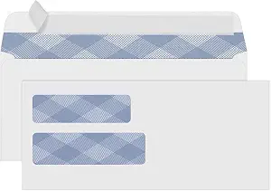 PANDRI 500 Pack #10 Double Window Self-Seal Envelopes, Security Tinted - B09RQ2BV3Q