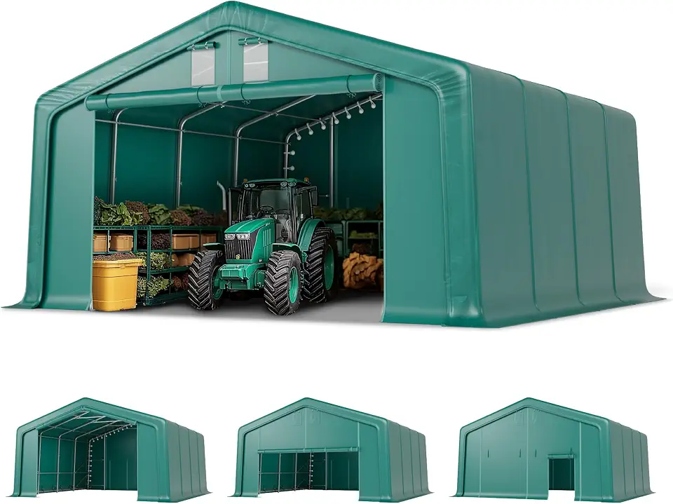 PHI VILLA Portable Garage,20x20 ft Heavy Duty Carport Agricultural Storage - B0FC61LVLT