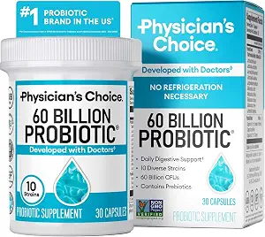 Physician's CHOICE Probiotics 60 Billion CFU - 10 Strains + Organic Prebiotics - Immune, Digestive - B079H53D2B