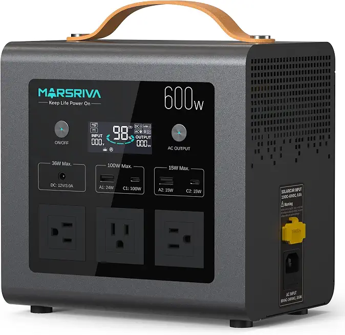 Portable Power Station, 512Wh LiFePO4 Solar Generator, 600W AC Output, 1200W Mars-Boost, 1.5H Fast Charge, - B0GWJ82T29