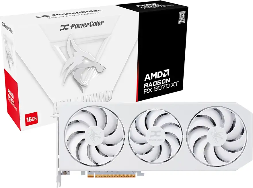 PowerColor Hellhound Spectral White AMD Radeon RX 9070 XT 16GB GDDR6 - B0CVVJV5LV