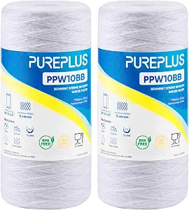 PUREPLUS 5 Micron 10 x 4.5 Whole House Water Filter for Well Water 2 Pack - B01N9024NF