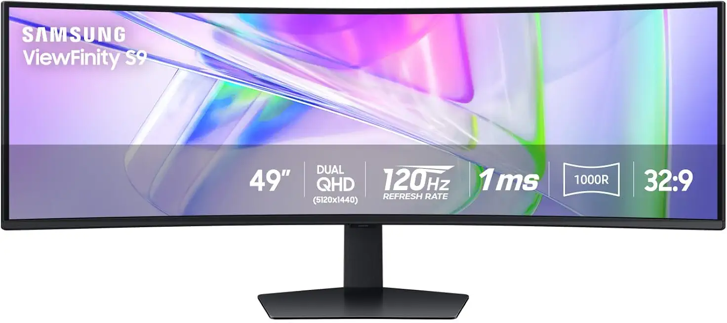 Samsung 49” Business Curved Ultrawide Dual QHD Computer Monitor, USB-C, DisplayPort, HDMI, 120Hz, VESA DisplayHDR - B0CRGJF7WL