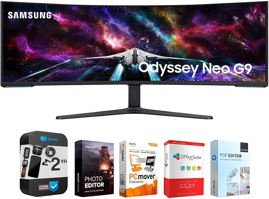 Samsung 57" Odyssey Neo G9 Dual 4K UHD Quantum Mini-LED Curved Gaming Monitor Bundle with - B0D3F8M1J4