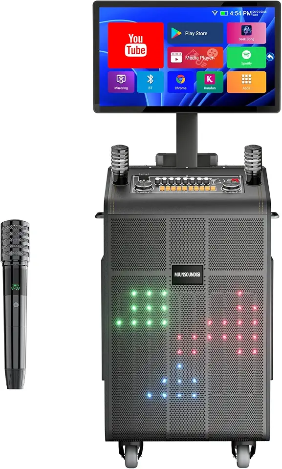 Smart Karaoke Machine for Adults, 2000W Peak, 23.8" Rotating Touchscreen - B0HBJKKT4D