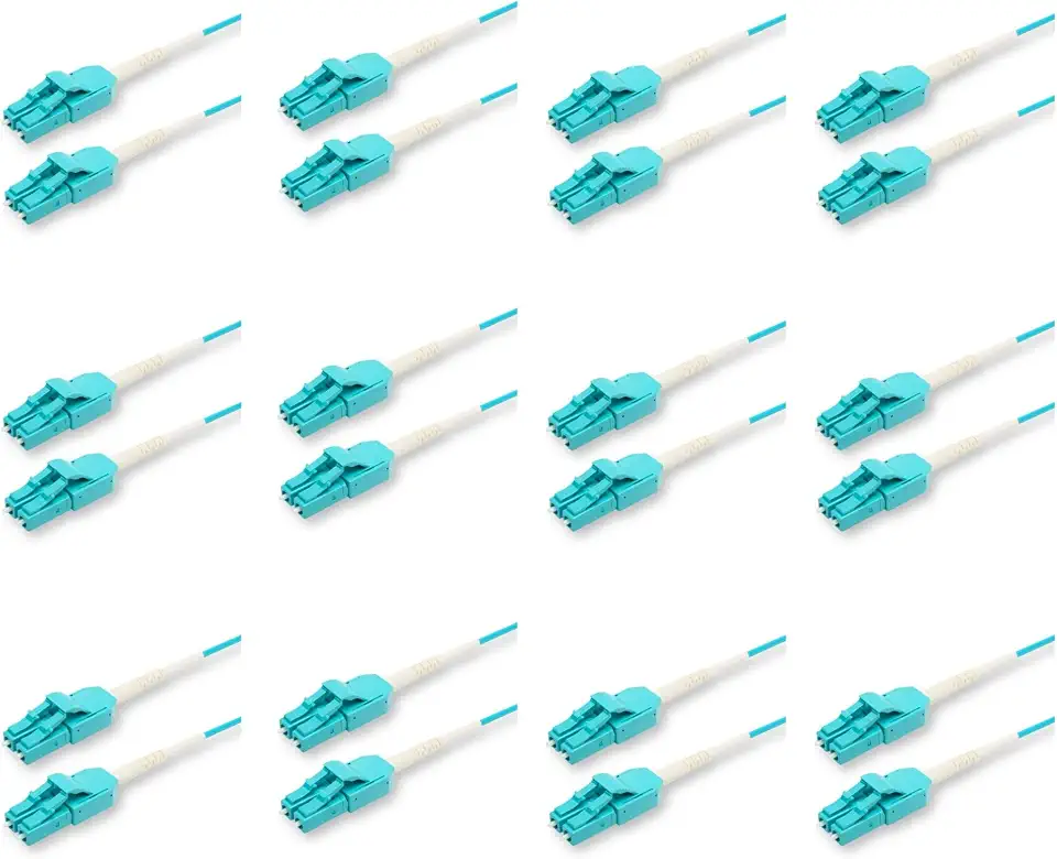 SpeedyFiberTX 12-Pack 300 Meter Uniboot LC to LC OM4 Multimode Fiber Patch Cable, Corning ClearCurve, - B0GRMS3CPQ