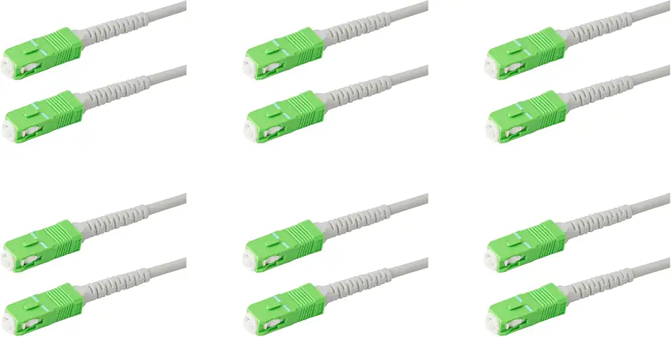 SpeedyFiberTX 6-Pack 1000 Meter SC/APC to SC/APC 3.0mm White Simplex Riser OFNR Fiber Patch Cable, - B0B66LJH2T