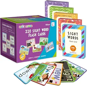 SpringFlower Sight Words Flash Cards with Pictures,Motions&Sentences, 220 Dolch Sight Words for Preschool, Kindergarten, 1st, - B087CRF5ZN