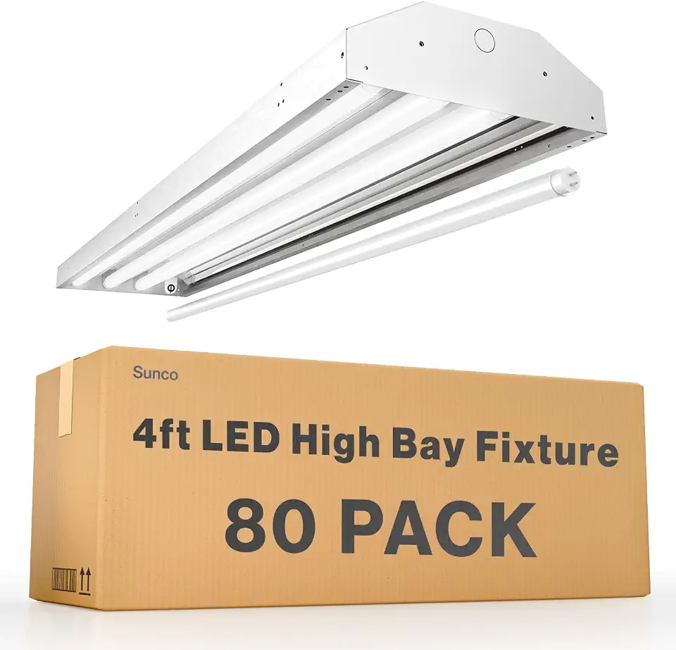 Sunco 80 Pack LED Ready Fixture for Garage Lights Ceiling, 4FT Shop Lights Holds 4 - B0HK6B8XNF