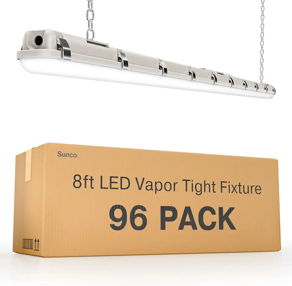 Sunco 96 Pack 8ft Vapor Proof LED Light Fixture, IP66 Waterproof, DLC Listed, 11700 Lumens, - B0H3Q6JRJ4